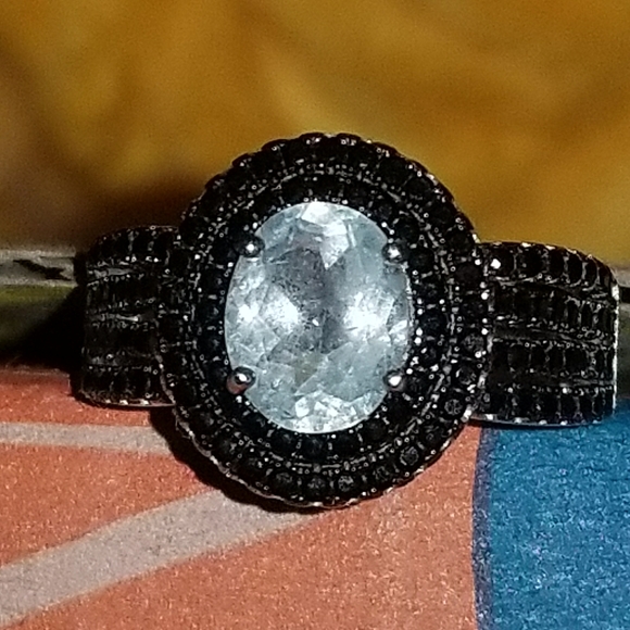 Brazilian Aquamarine and Black Spinal set in .925 - Picture 5 of 5